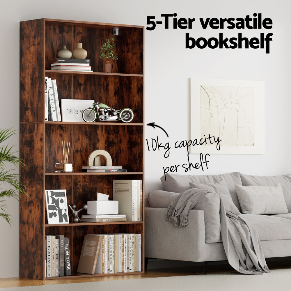 Artiss Bookshelf 5 Tiers Walnut - Homecoze