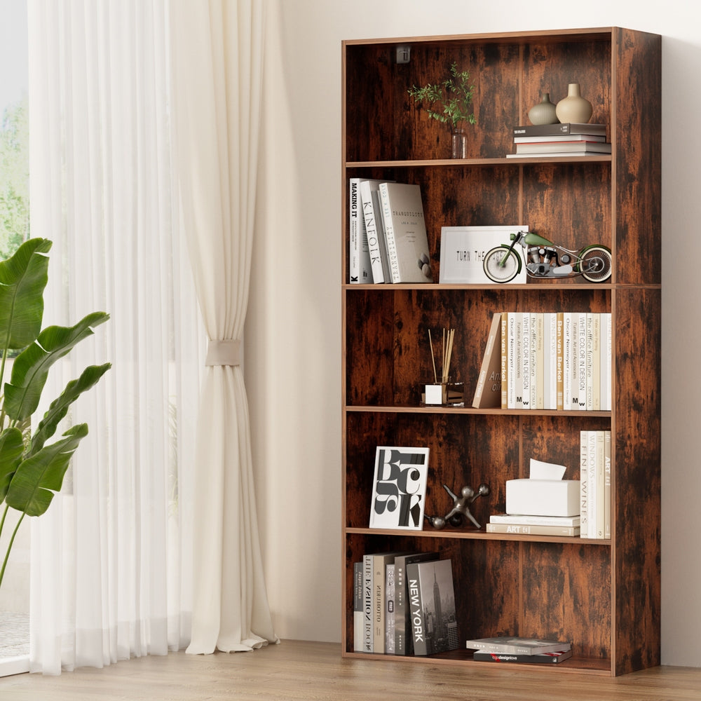 Artiss Bookshelf 5 Tiers Walnut - Homecoze