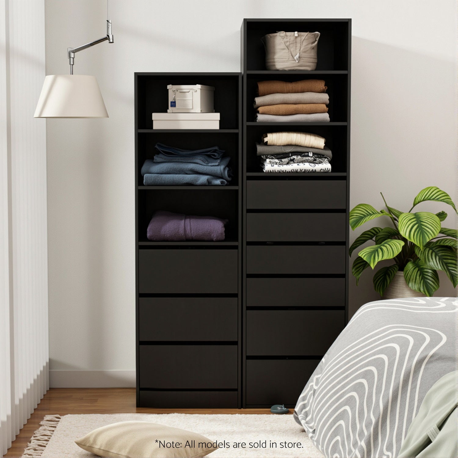 Artiss 3 Chest of Drawers Tallboy Cabinet Black - Homecoze