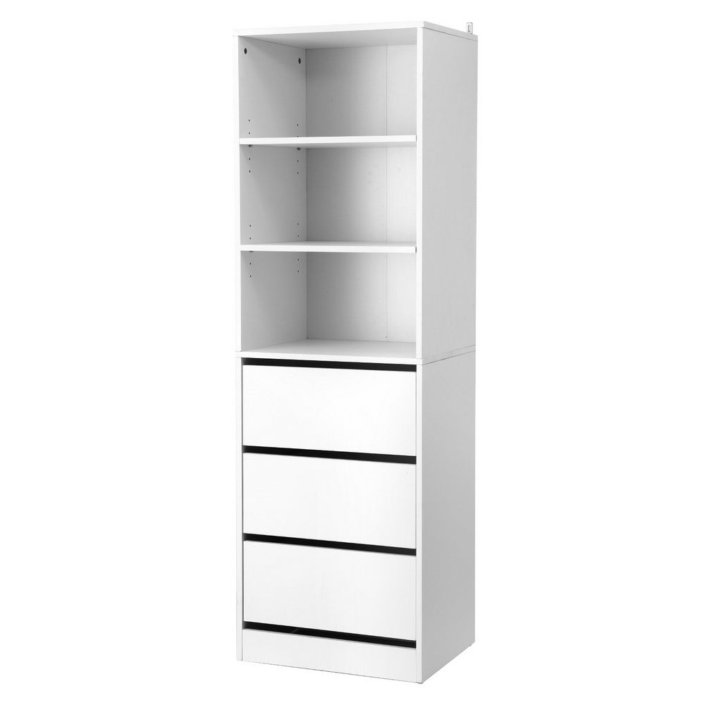 3 Drawer Tallboy Storage Cabinet - White - Homecoze