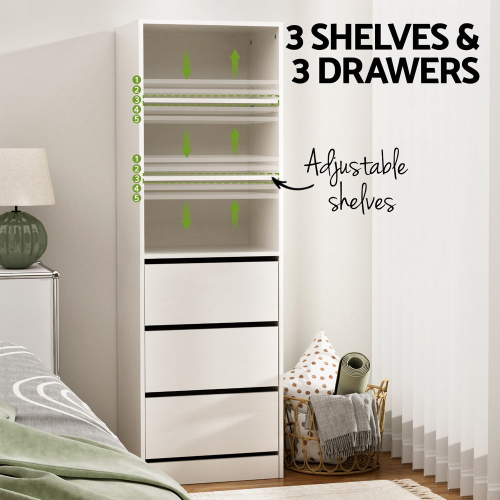 3 Drawer Tallboy Storage Cabinet - White - Homecoze