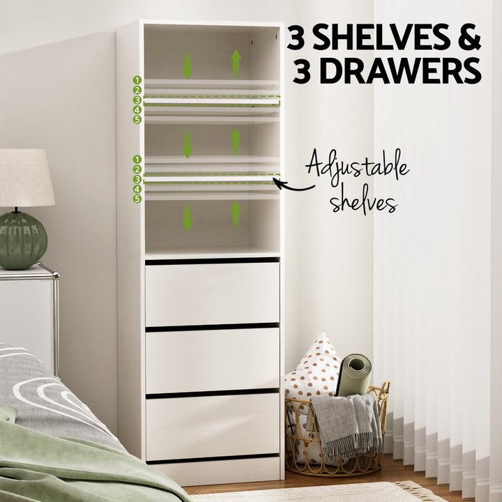 3 Drawer Tallboy Storage Cabinet - White - Homecoze