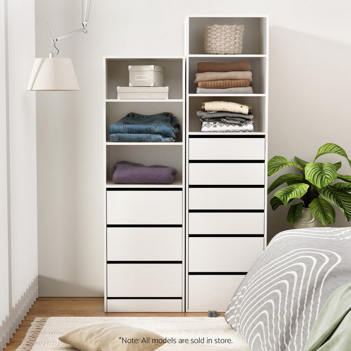 3 Drawer Tallboy Storage Cabinet - White - Homecoze