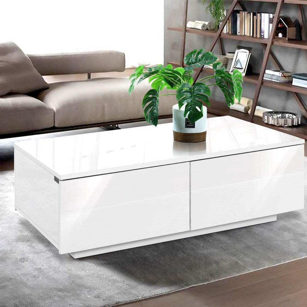 Calvin Modern 4-Drawer Coffee Table – White - Homecoze