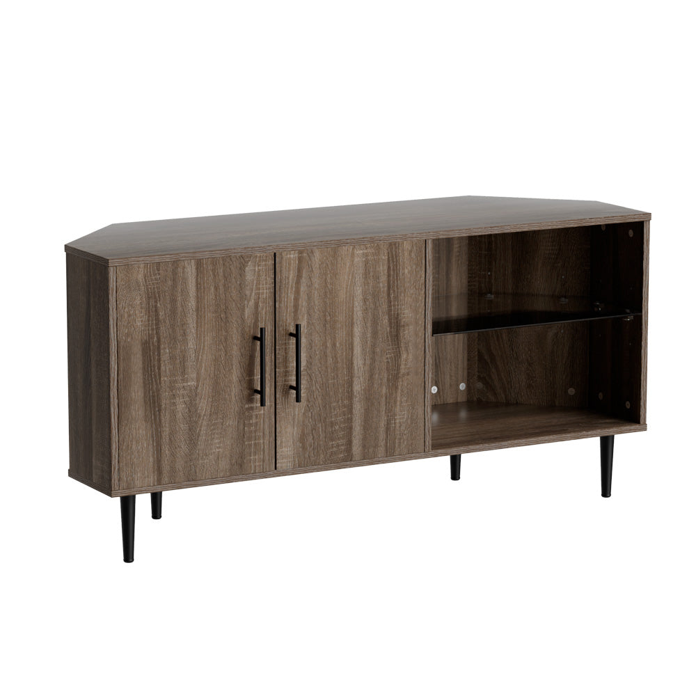 Compact Corner Entertainment Unit TV Stand TV With Storage Shelf 120cm - Walnut - Homecoze
