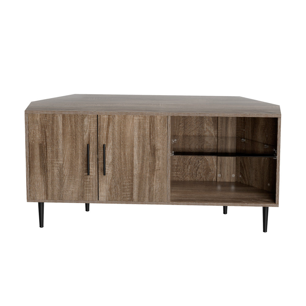 Compact Corner Entertainment Unit TV Stand TV With Storage Shelf 120cm - Walnut - Homecoze