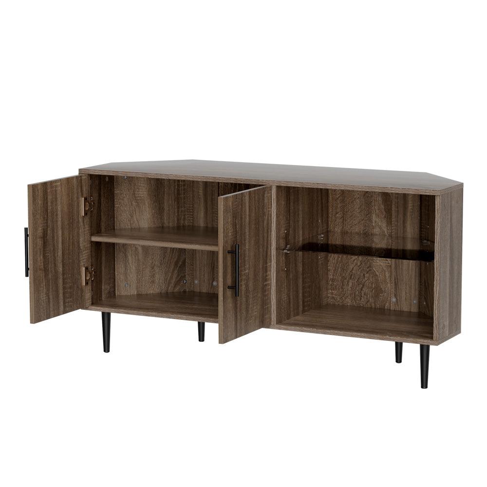 Compact Corner Entertainment Unit TV Stand TV With Storage Shelf 120cm - Walnut - Homecoze