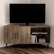 Compact Corner Entertainment Unit TV Stand TV With Storage Shelf 120cm - Walnut - Homecoze
