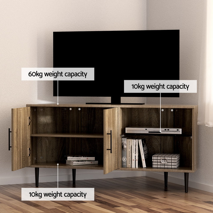 Compact Corner Entertainment Unit TV Stand TV With Storage Shelf 120cm - Walnut