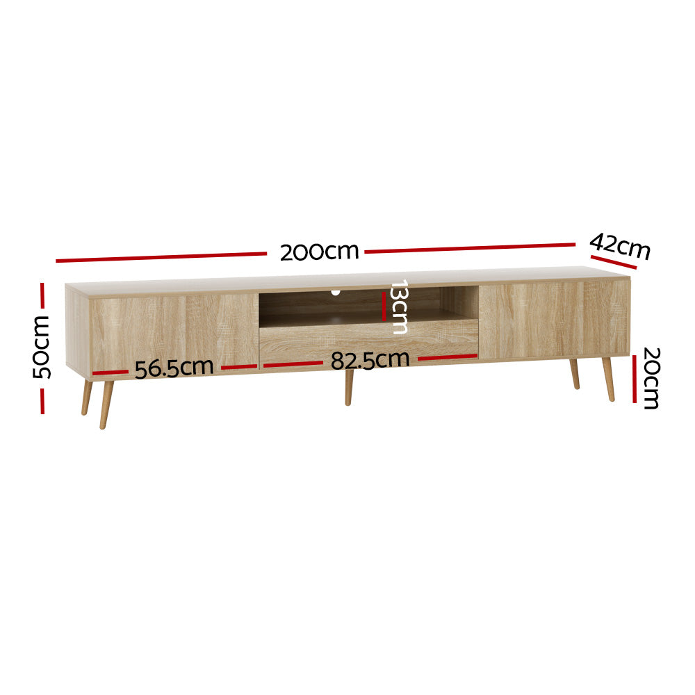 Modern Lowline TV Entertainment Unit 200cm - Pine - Homecoze