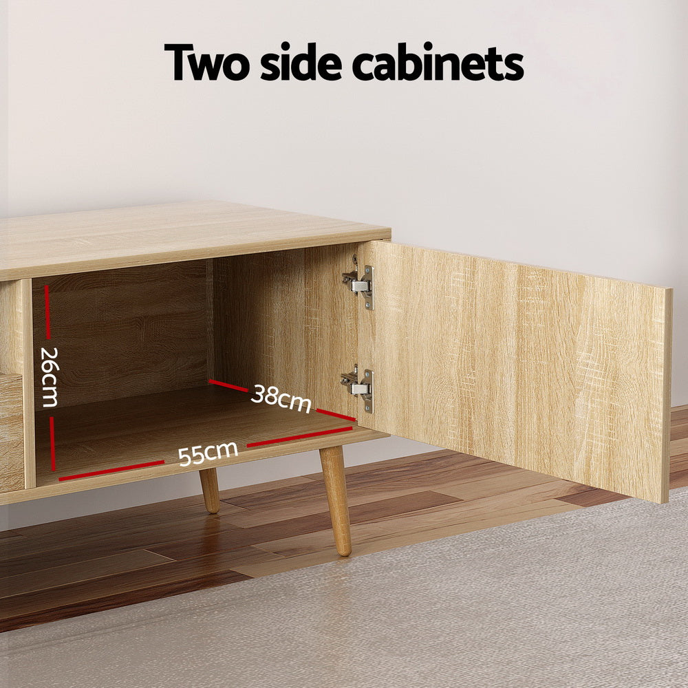 Modern Lowline TV Entertainment Unit 200cm - Pine - Homecoze