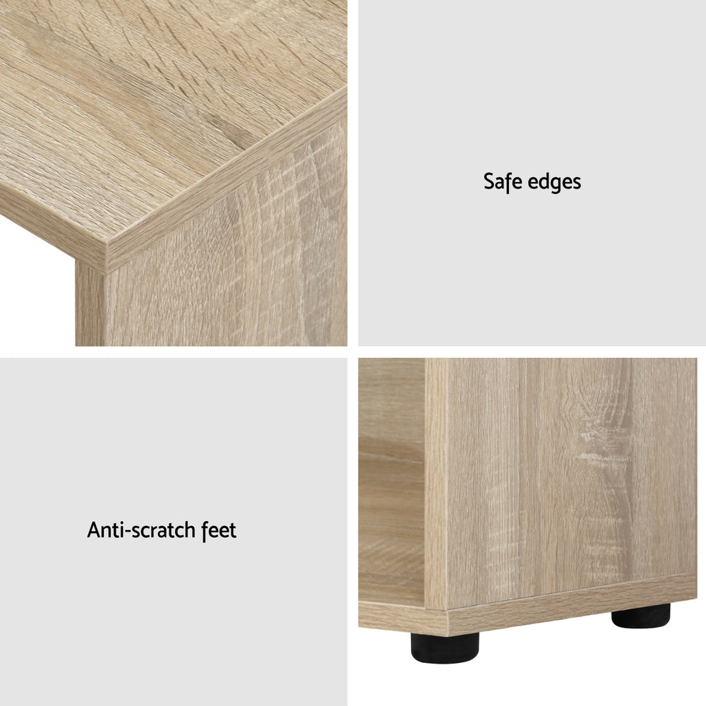 Corner Office Computer Desk Workstation with Bookcase Storage - Oak - Homecoze