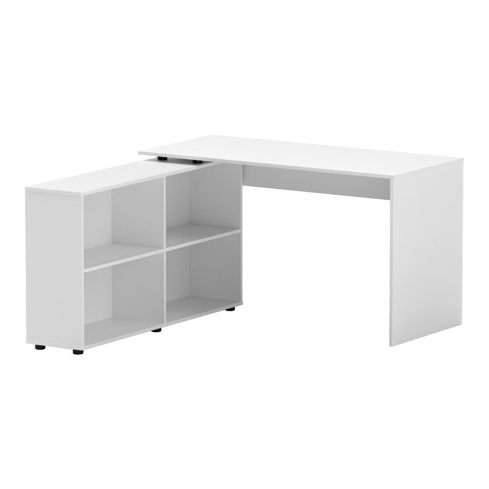 Corner Office Computer Desk Workstation with Bookcase Storage - White - Homecoze