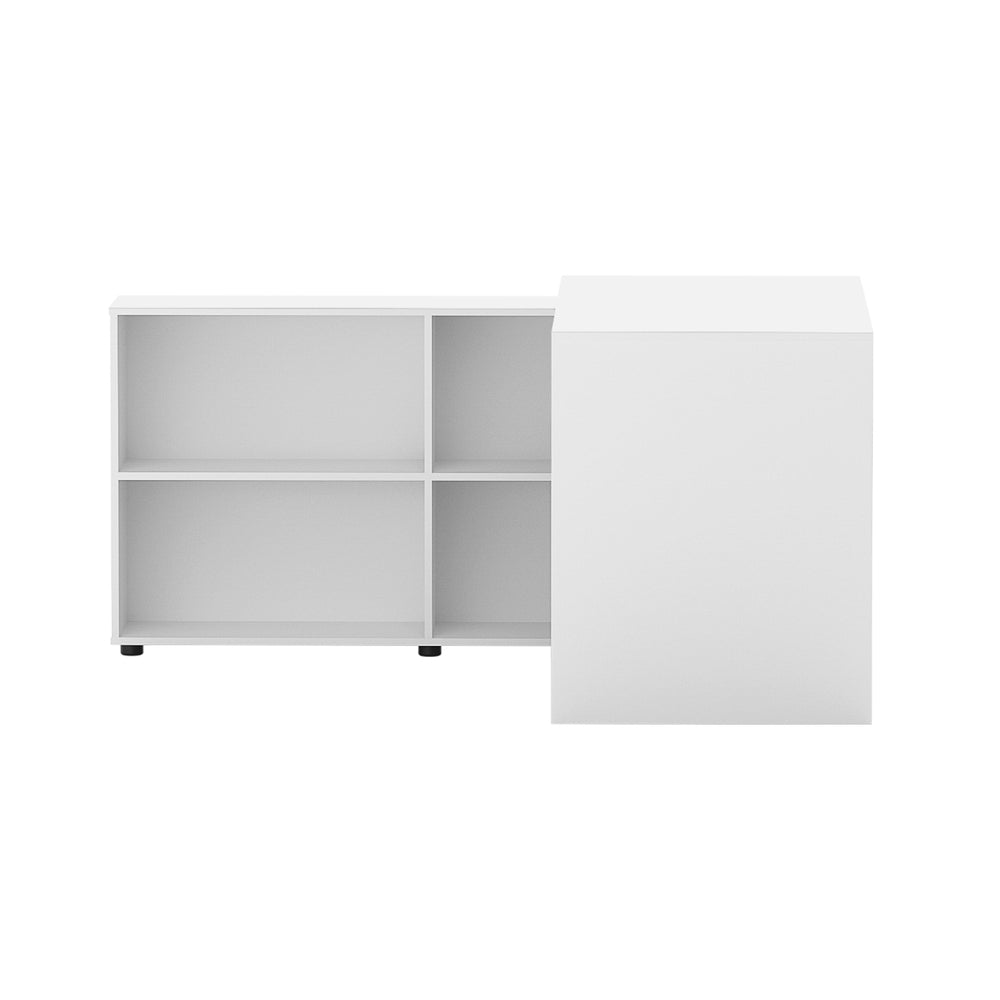 Corner Office Computer Desk Workstation with Bookcase Storage - White - Homecoze