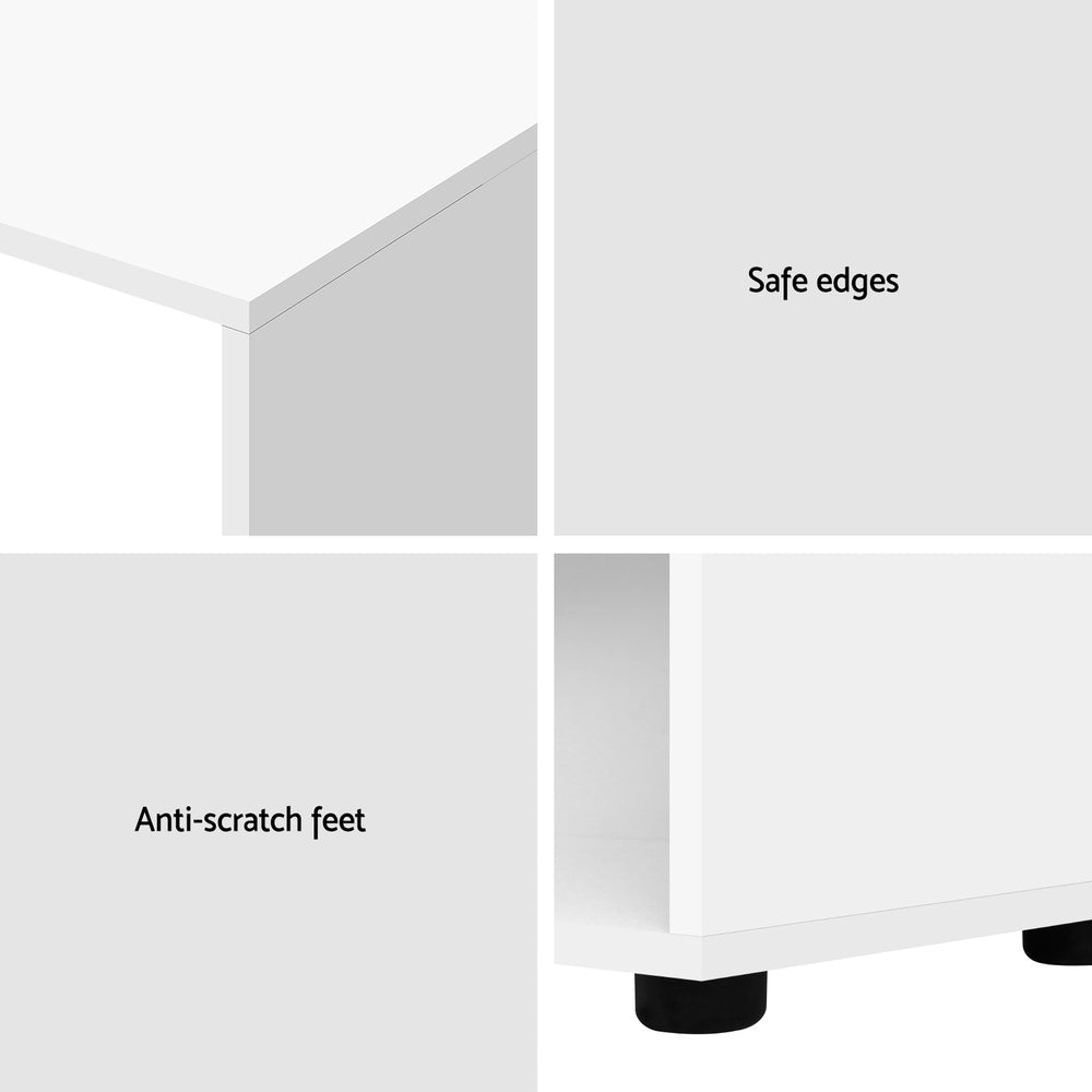 Corner Office Computer Desk Workstation with Bookcase Storage - White - Homecoze
