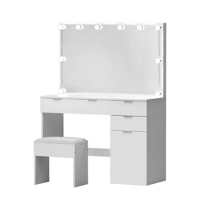Artiss Dressing Table Set Stool 10 Led Bulbs White - Homecoze