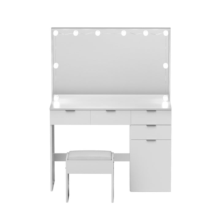 Artiss Dressing Table Set Stool 10 Led Bulbs White - Homecoze