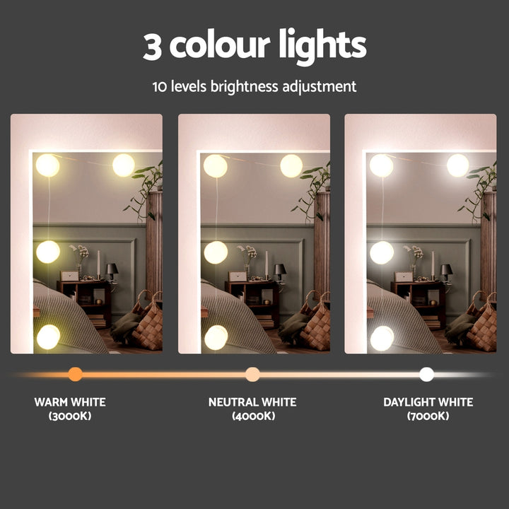 Artiss Dressing Table Set Stool 10 Led Bulbs White - Homecoze