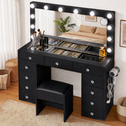 Rosella LED Dressing Table & Stool – Black