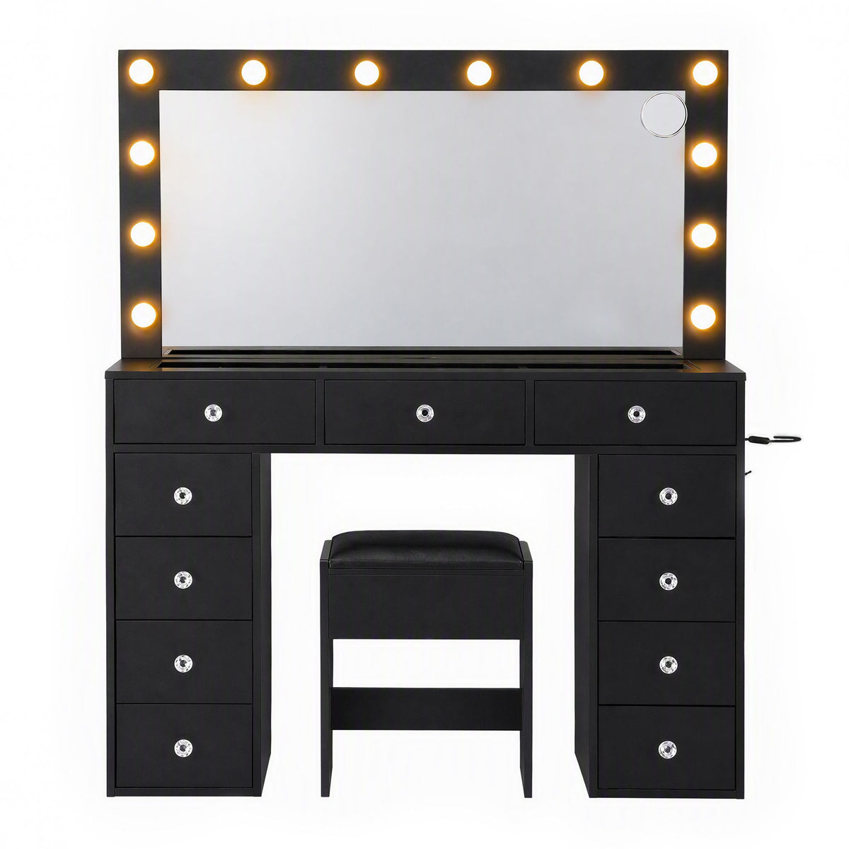 Rosella LED Dressing Table & Stool – Black