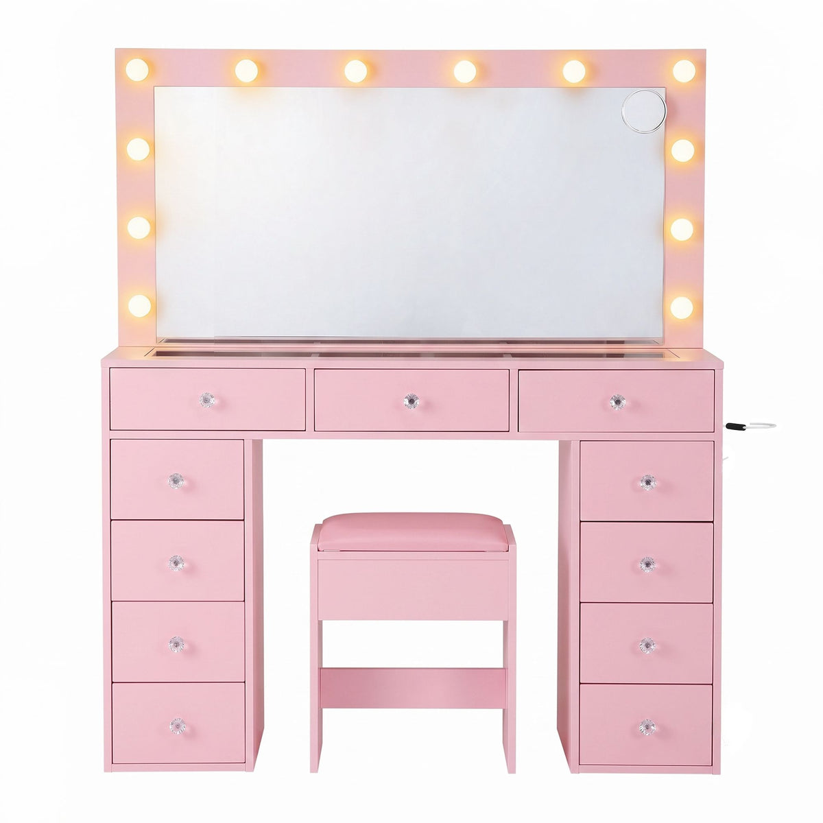 Rosella LED Dressing Table & Stool – Pink