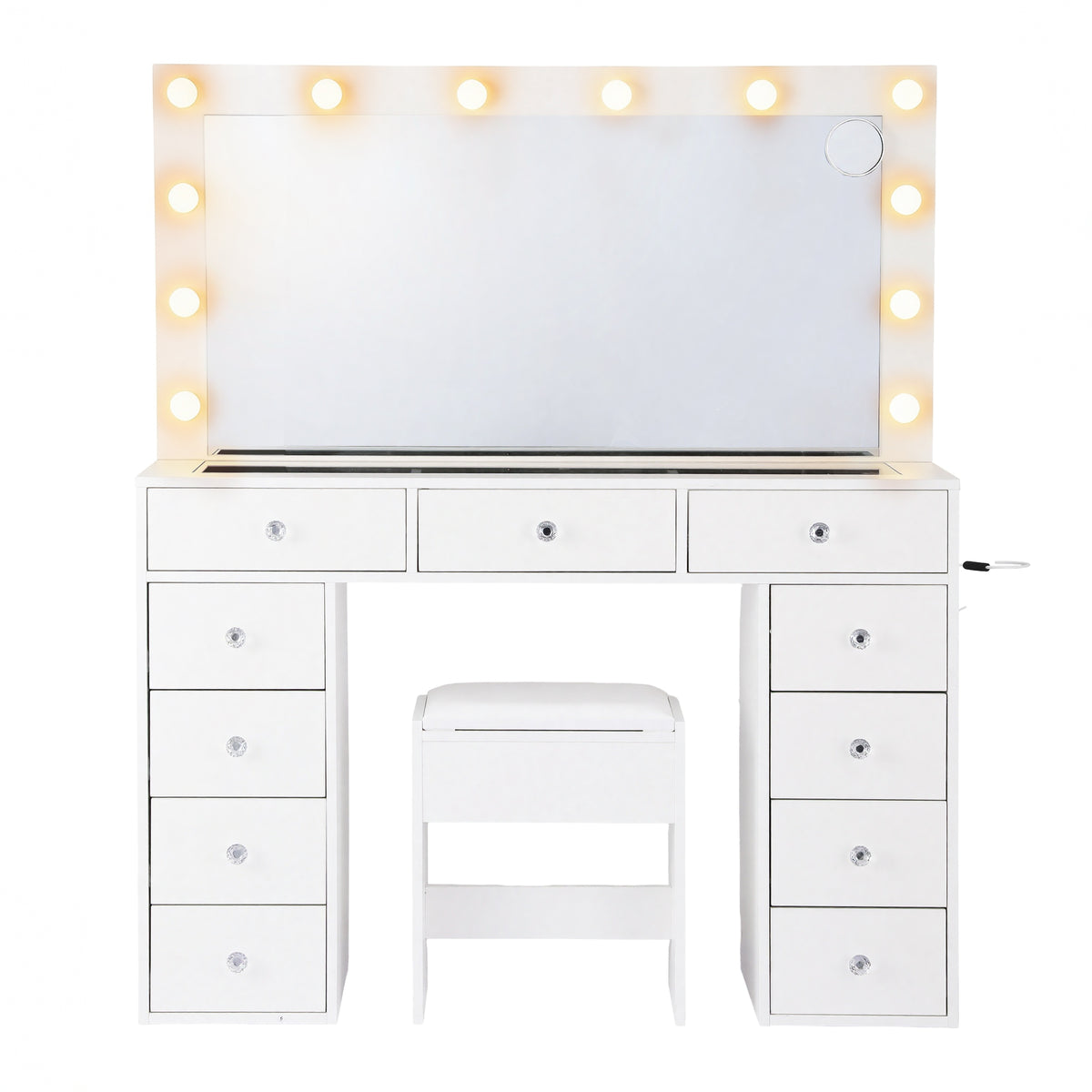 Rosella LED Dressing Table & Stool – White