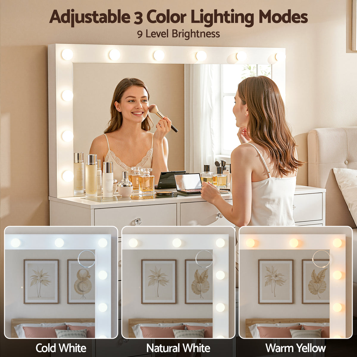 Rosella LED Dressing Table & Stool – White