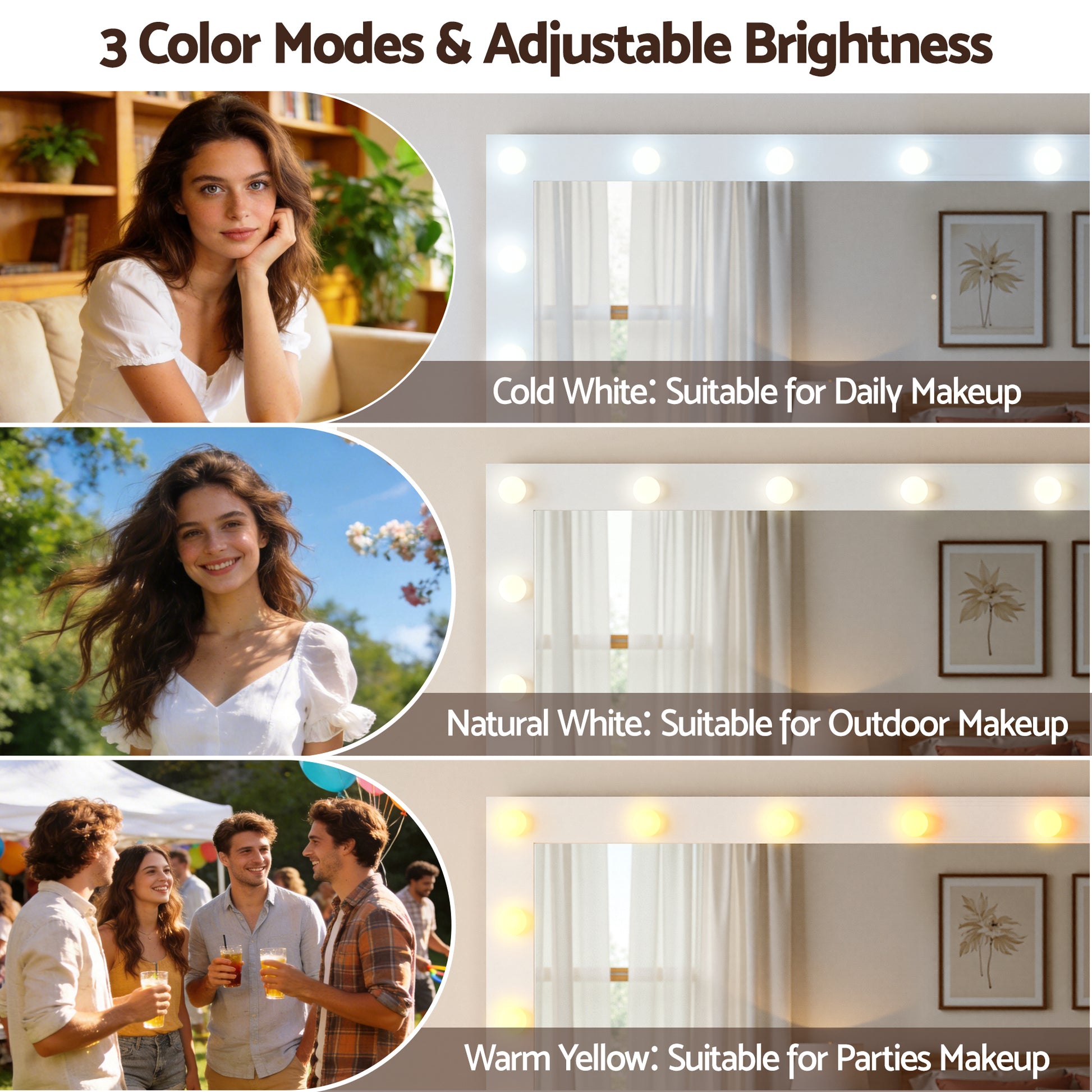 Artiss Dressing Table Vanity Desk Set LED Bulbs RGB Light White - Homecoze
