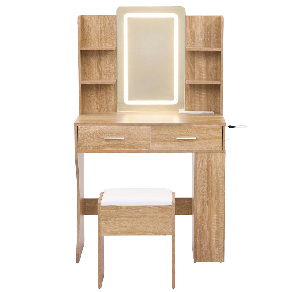Artiss Dressing Table LED Vanity Desk Set Stool Wood - Homecoze