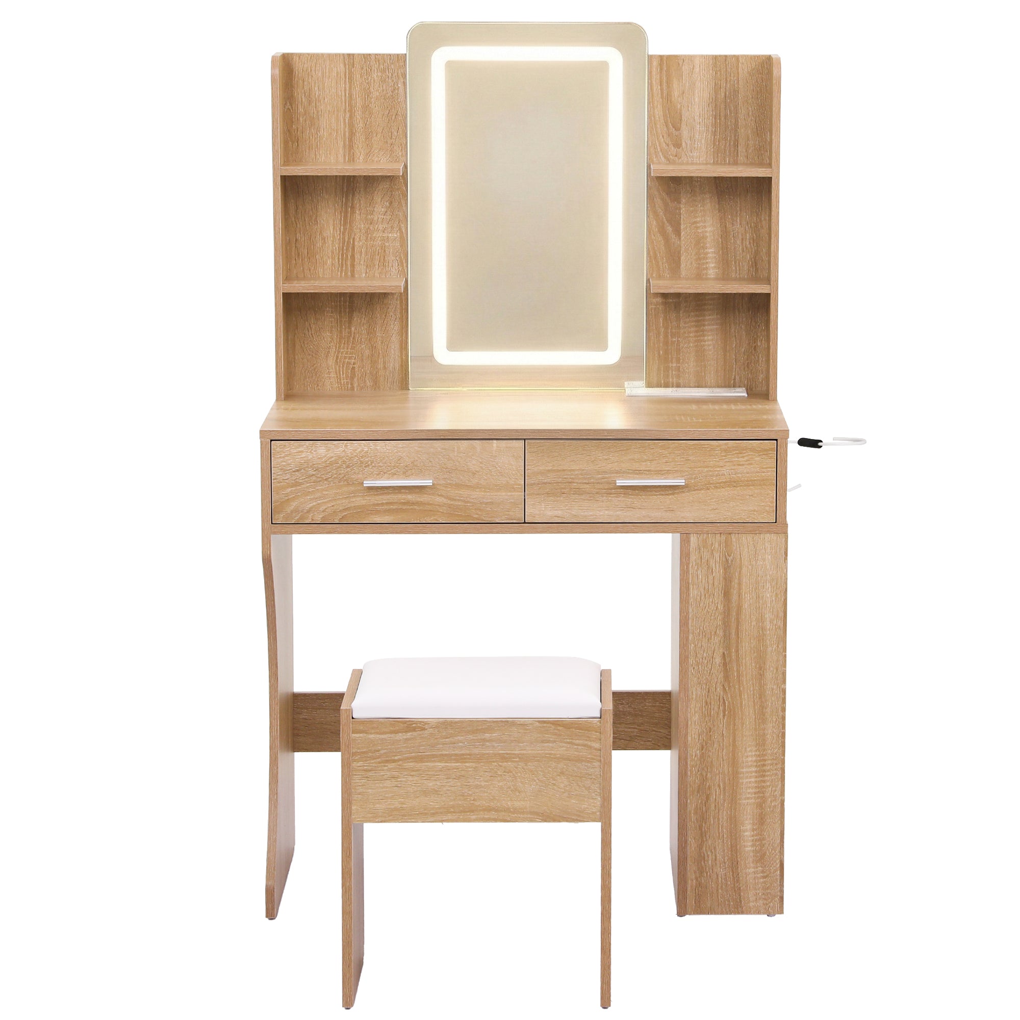 Artiss Dressing Table LED Vanity Desk Set Stool Wood - Homecoze