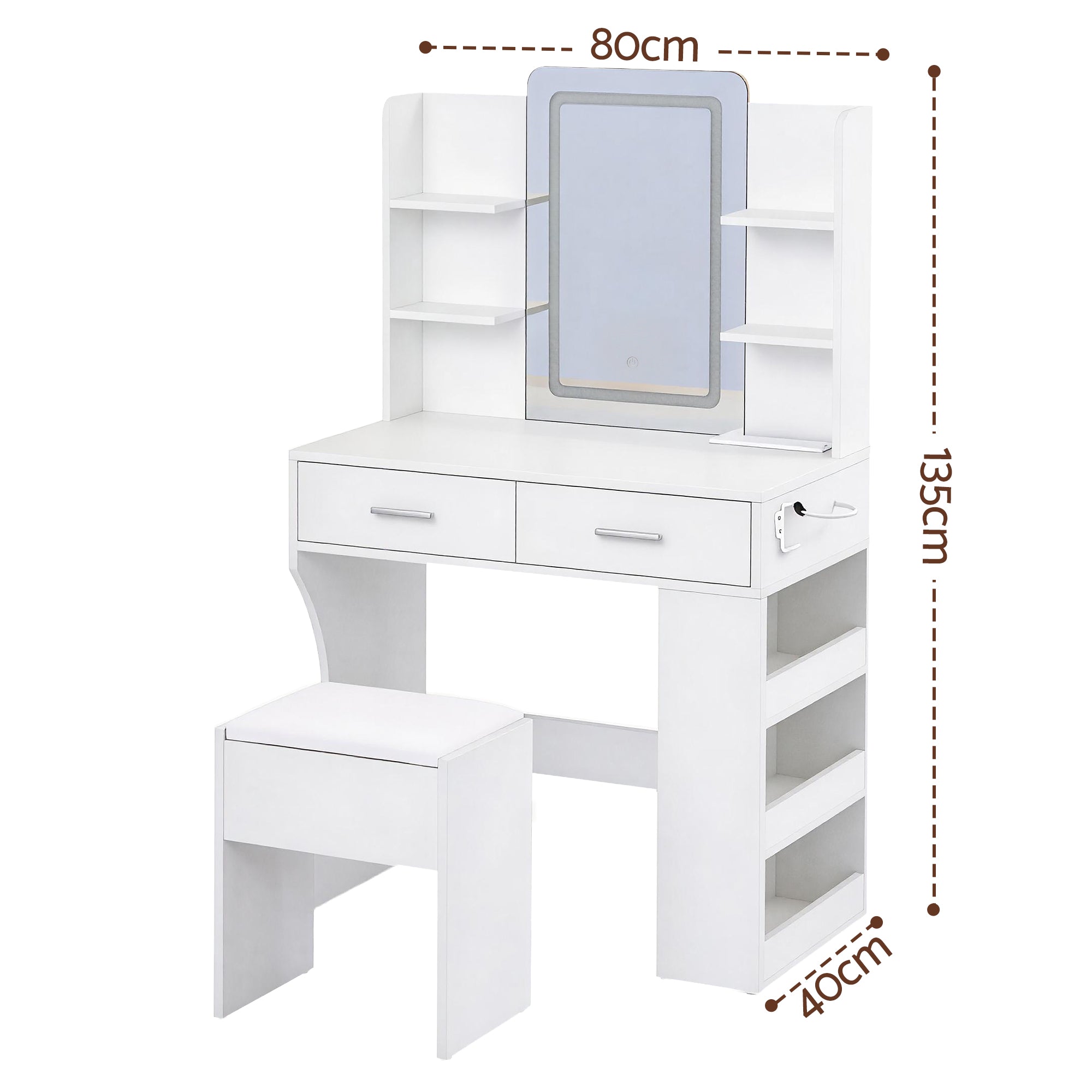 Artiss Dressing Table LED Vanity Desk Set Stool White - Homecoze