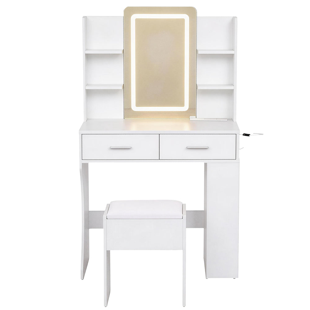 Artiss Dressing Table LED Vanity Desk Set Stool White - Homecoze