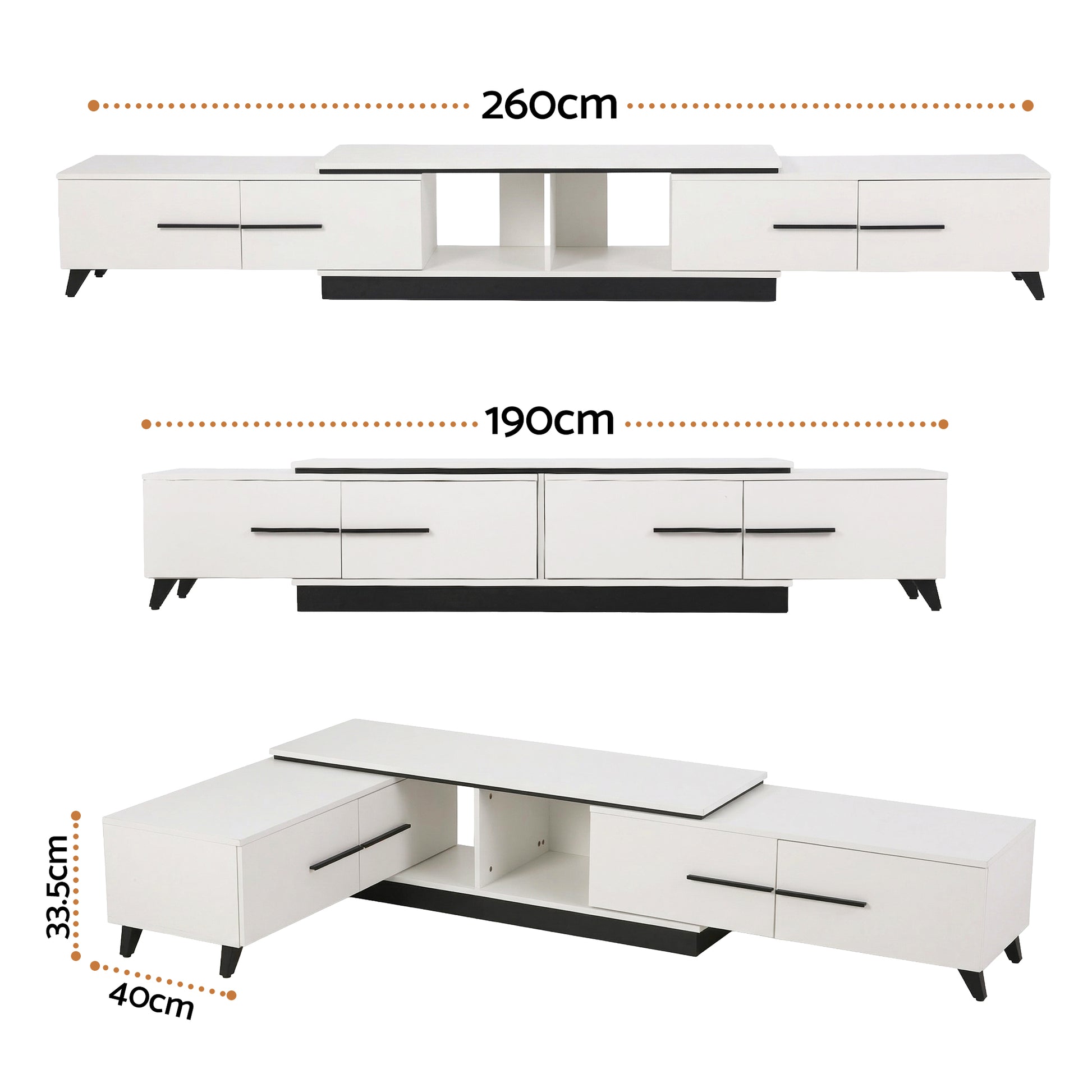 Artiss Extendable TV Cabinet Entertainment Unit Stand White - Homecoze