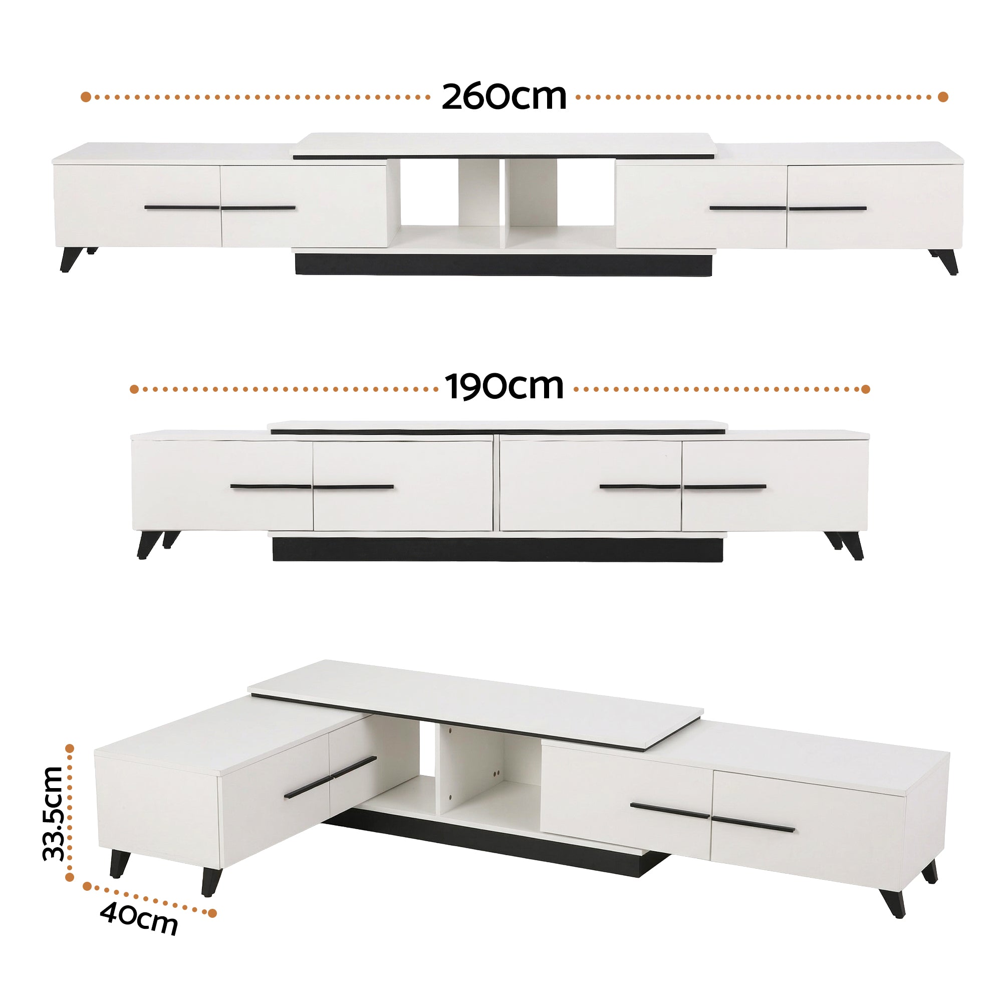 Artiss Extendable TV Cabinet Entertainment Unit Stand White - Homecoze
