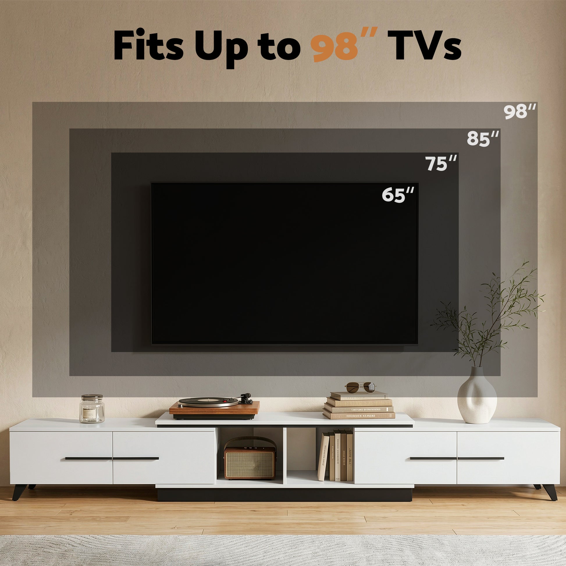 Artiss Extendable TV Cabinet Entertainment Unit Stand White - Homecoze