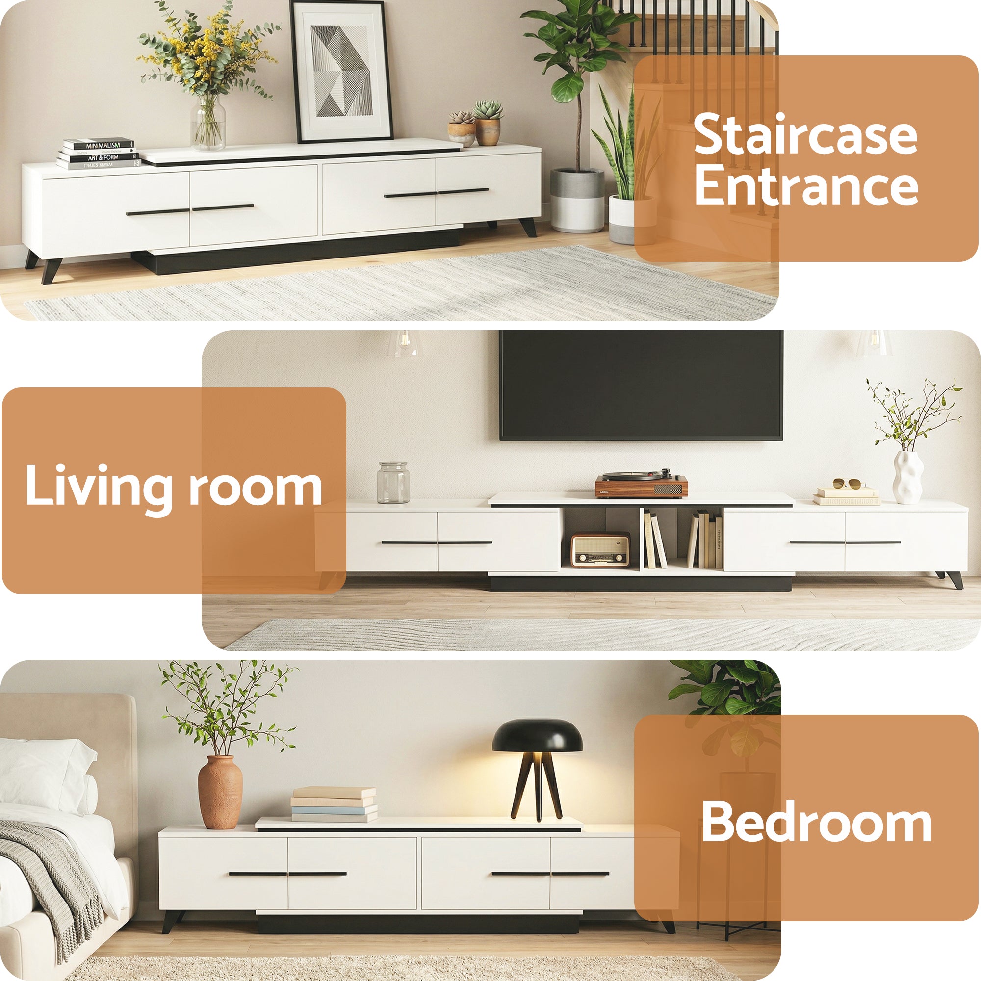 Artiss Extendable TV Cabinet Entertainment Unit Stand White - Homecoze