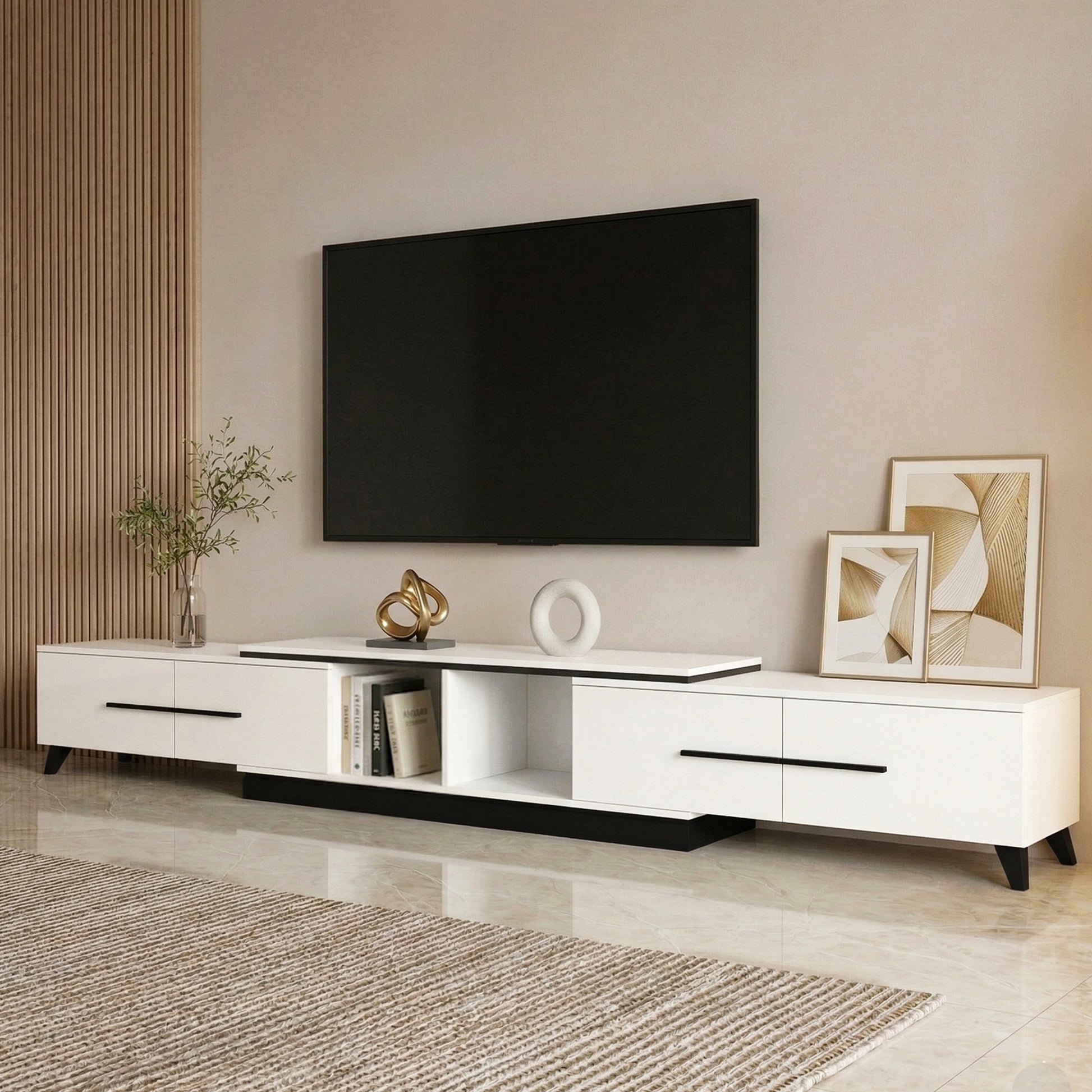 Artiss Extendable TV Cabinet Entertainment Unit Stand White - Homecoze