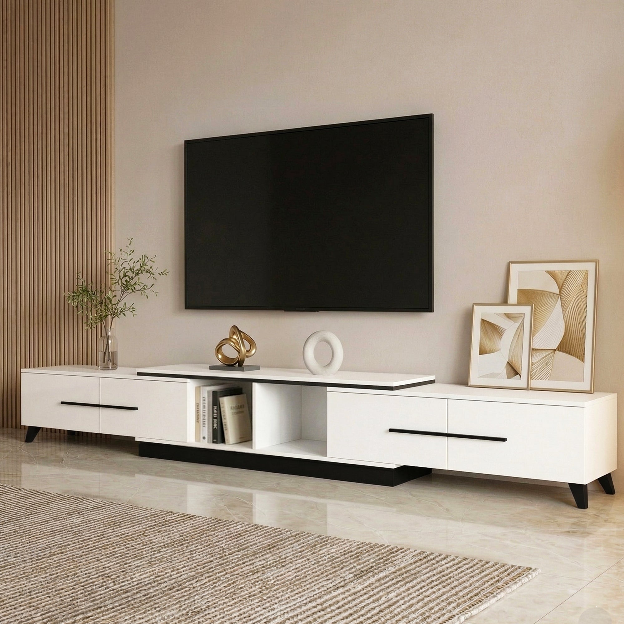 Artiss Extendable TV Cabinet Entertainment Unit Stand White - Homecoze