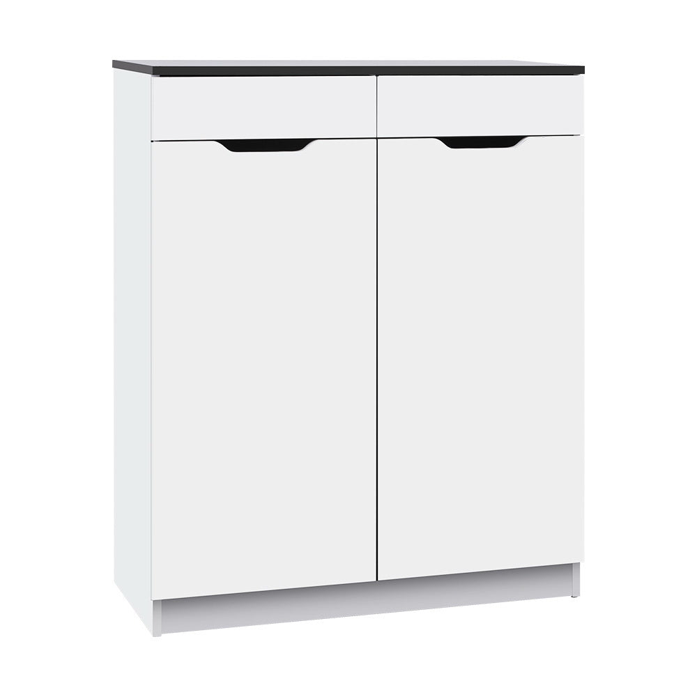 Shoe Storage Cupboard with 2 Drawers - High Gloss White - Homecoze