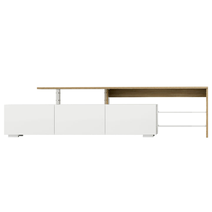Modern TV Cabinet Entertainment Unit with Shelves & Drawers 180cm - White & Wood - Homecoze