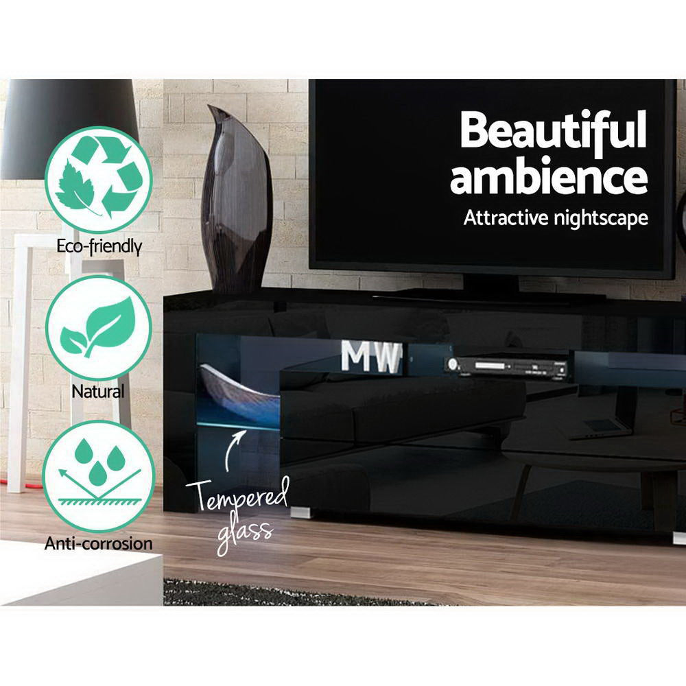 Gloss Black LED TV Cabinet Entertainment Unit 160cm - Homecoze