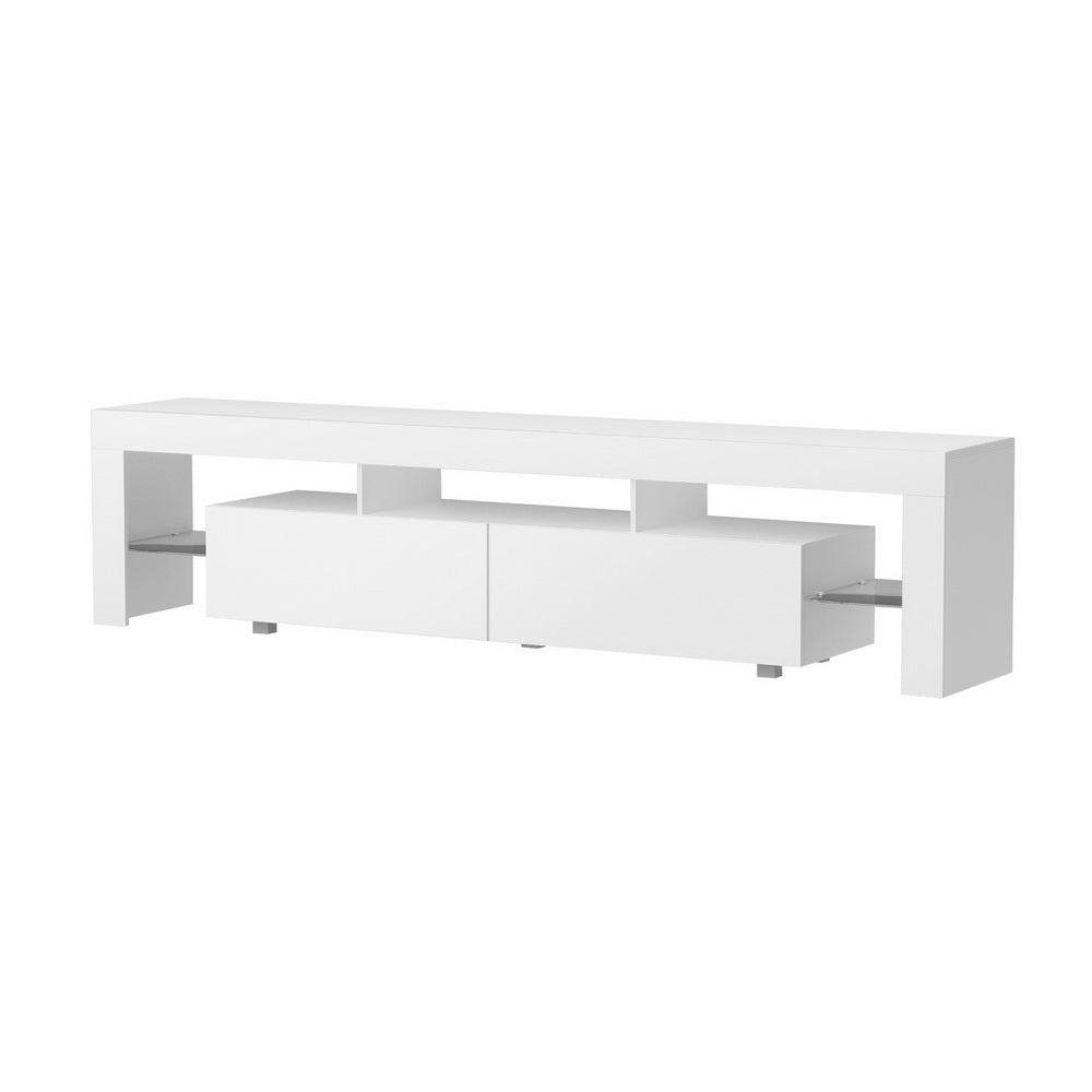 Artiss TV Cabinet Entertainment Unit Stand RGB LED Gloss Furniture 200cm White - Homecoze