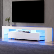 Artiss TV Cabinet Entertainment Unit Stand RGB LED Gloss Furniture 200cm White - Homecoze