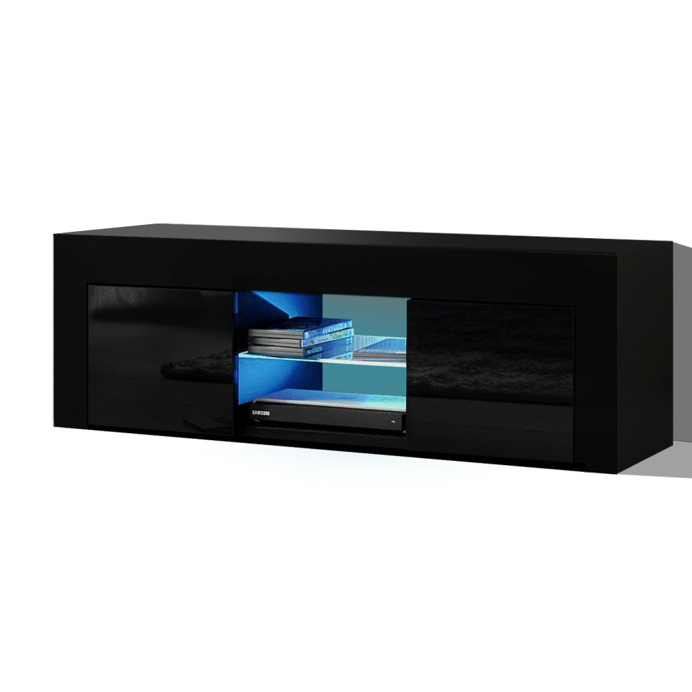 LED Entertainment Unit 130cm - Gloss Black - Homecoze