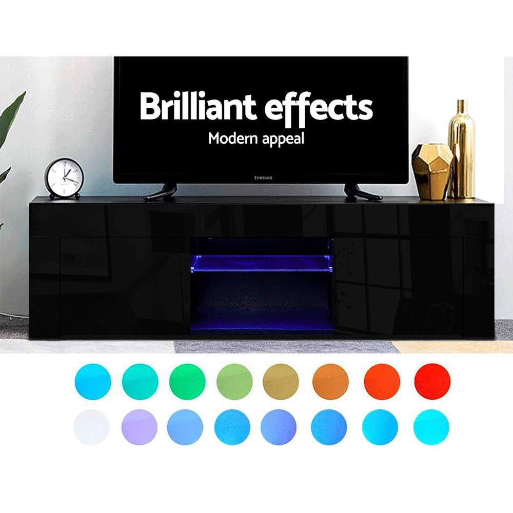 LED Entertainment Unit 130cm - Gloss Black - Homecoze