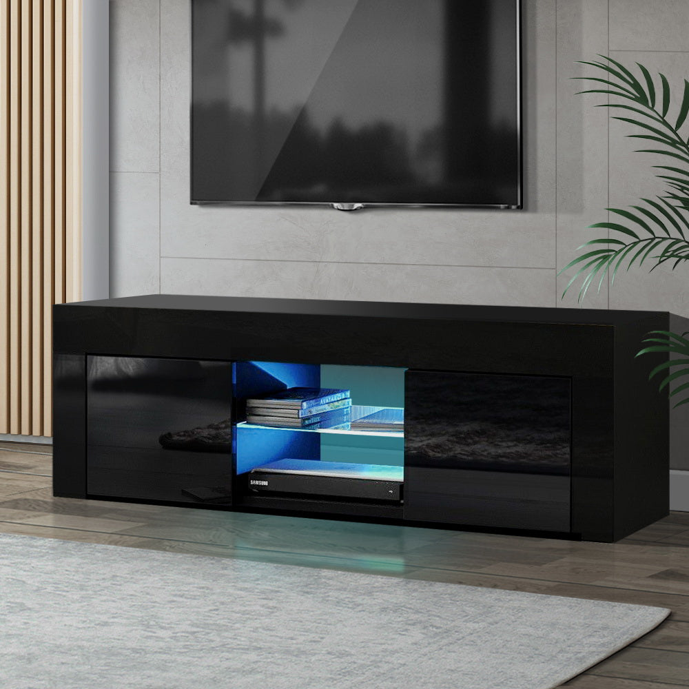 LED Entertainment Unit 130cm - Gloss Black - Homecoze