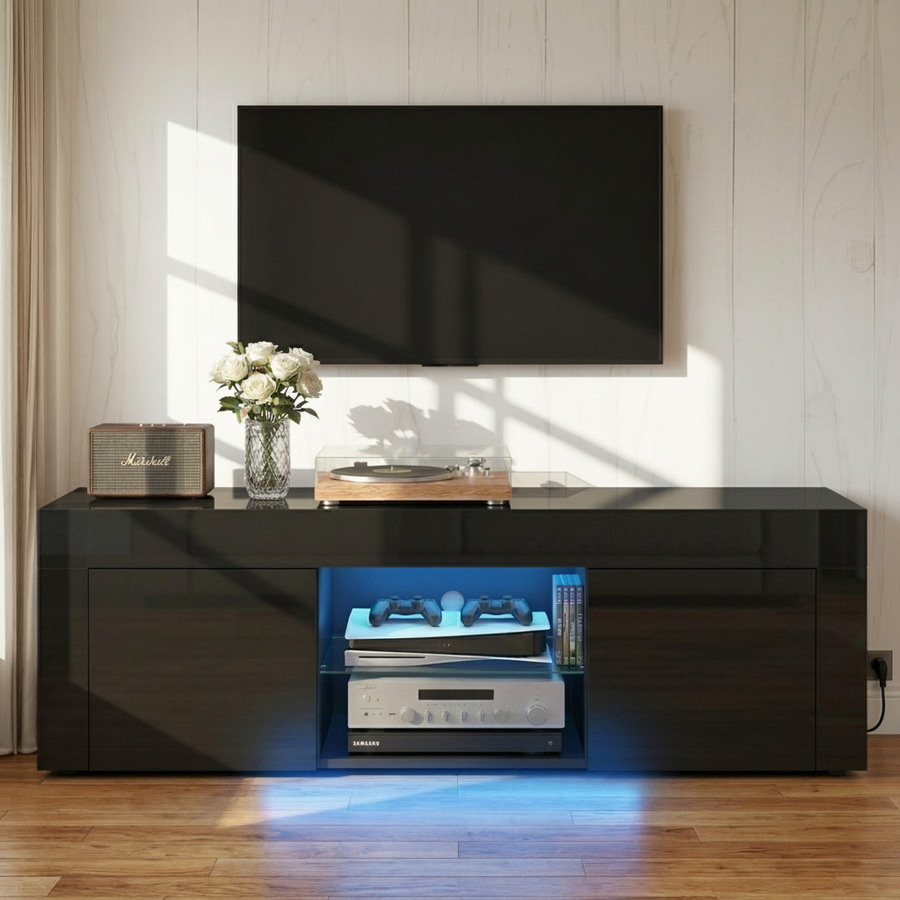 Blaine LED TV Unit 130cm – Black - Homecoze