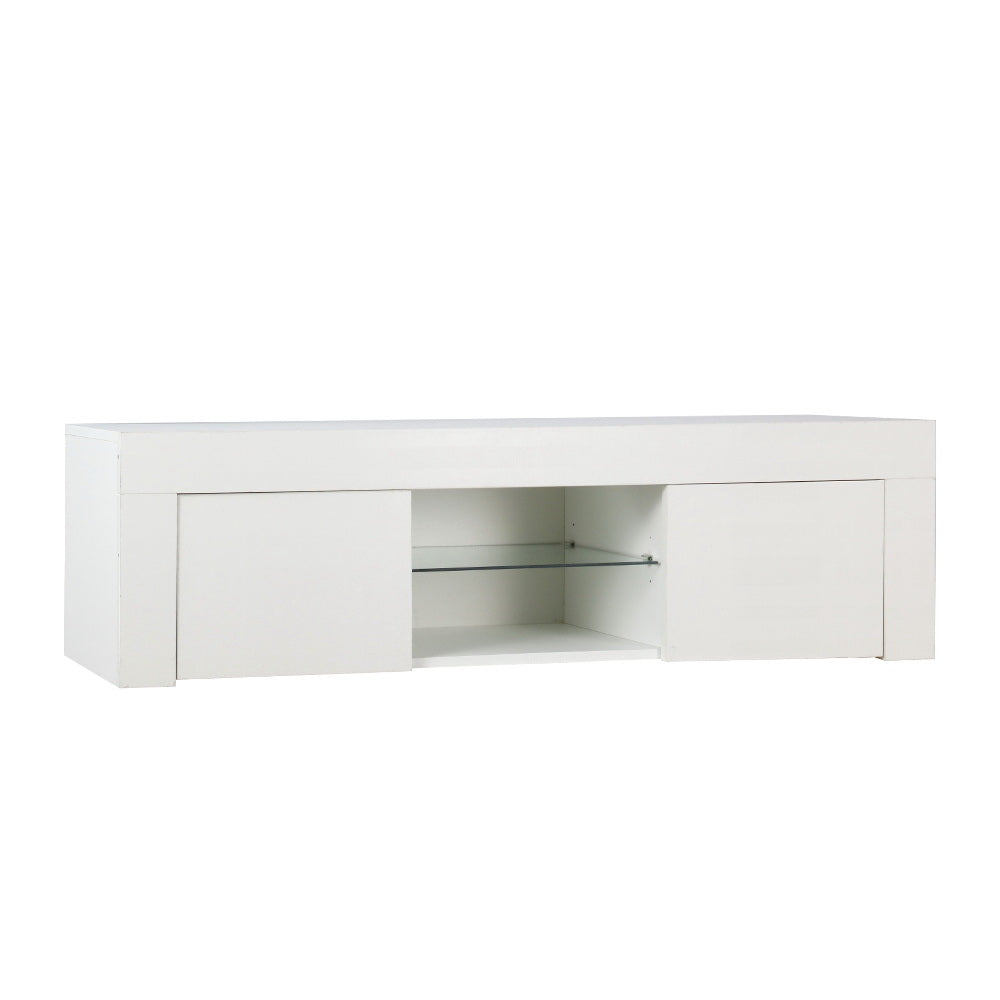 LED Entertainment Unit 130cm - Gloss White - Homecoze