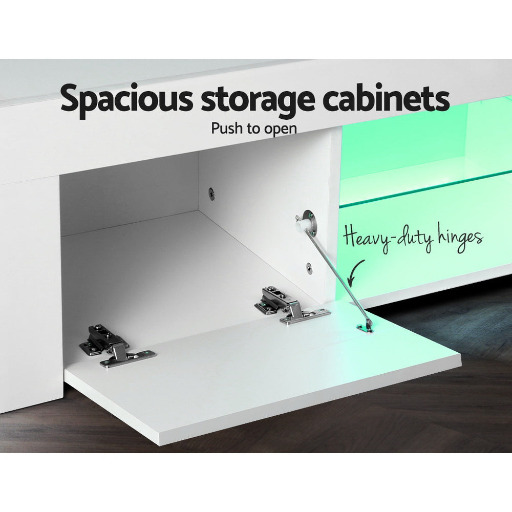LED Entertainment Unit 130cm - Gloss White - Homecoze