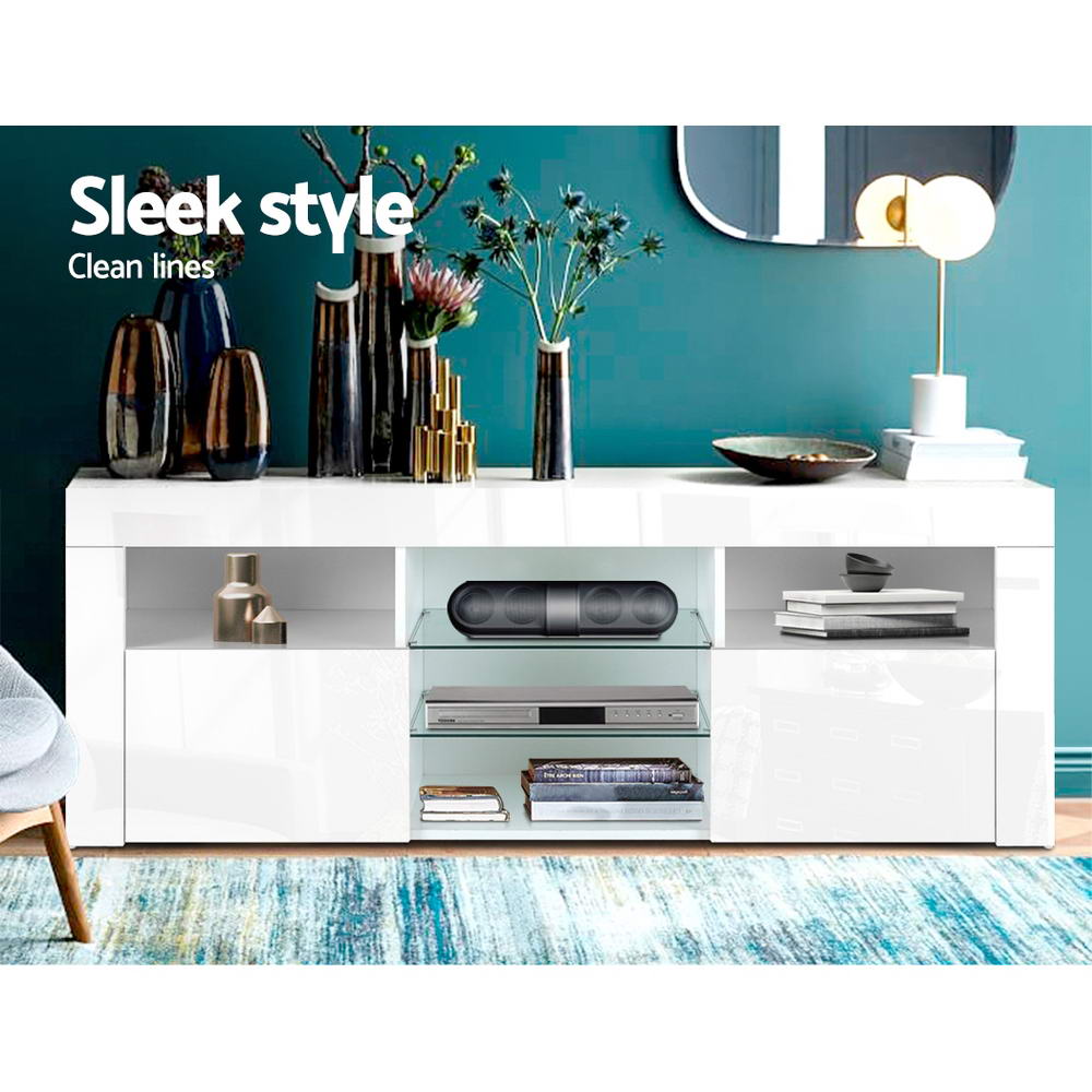 LED TV Entertainment Unit 145cm - Gloss White - Homecoze